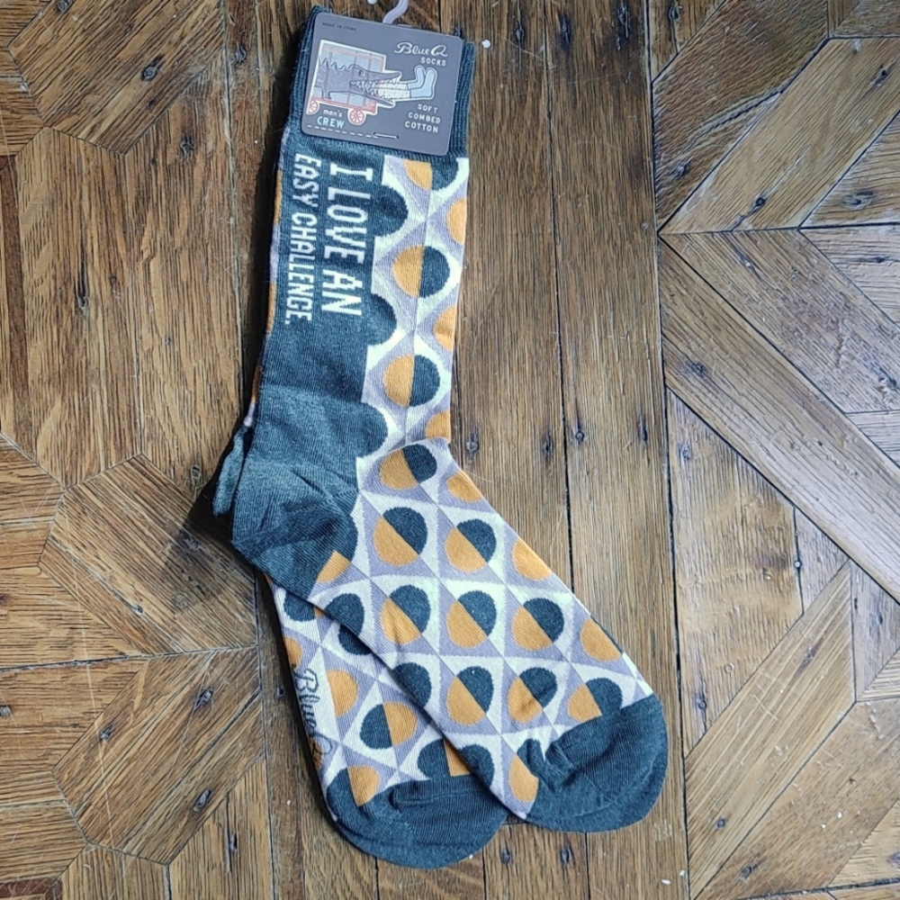 "I love an easy challenge" Mens socks for sz 7-12